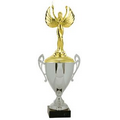 Cup Trophy, Silver with Figure & Marble Base - 17 3/4" Tall